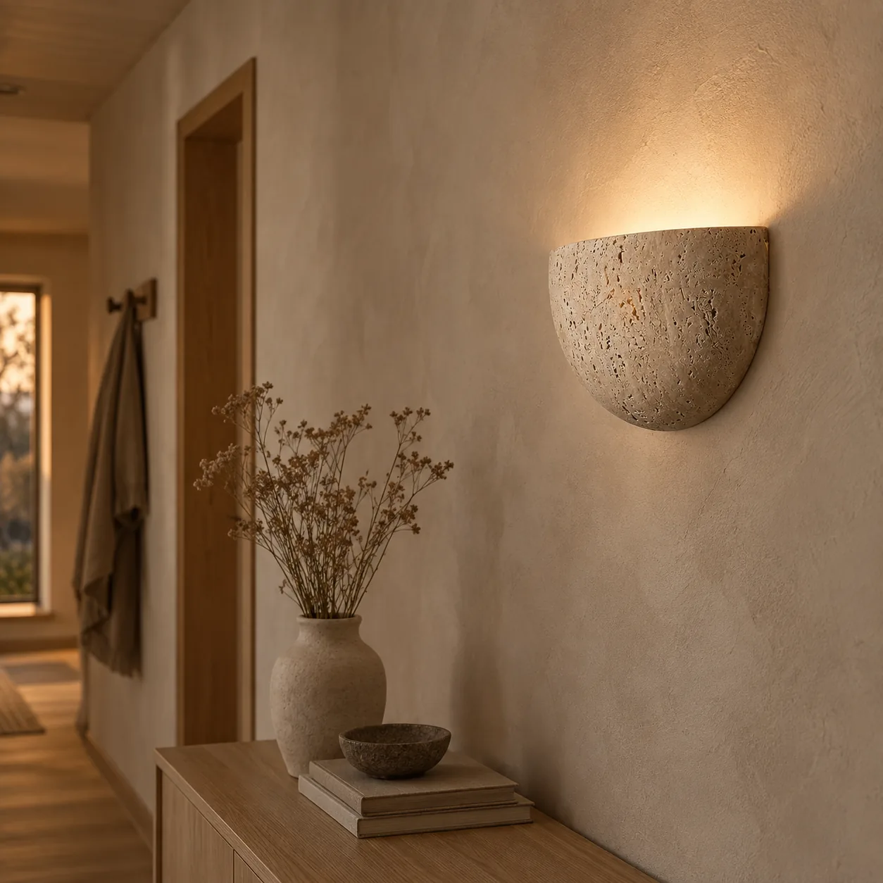 Steinvar Natuurlijke Travertijn Stenen Wandlamp