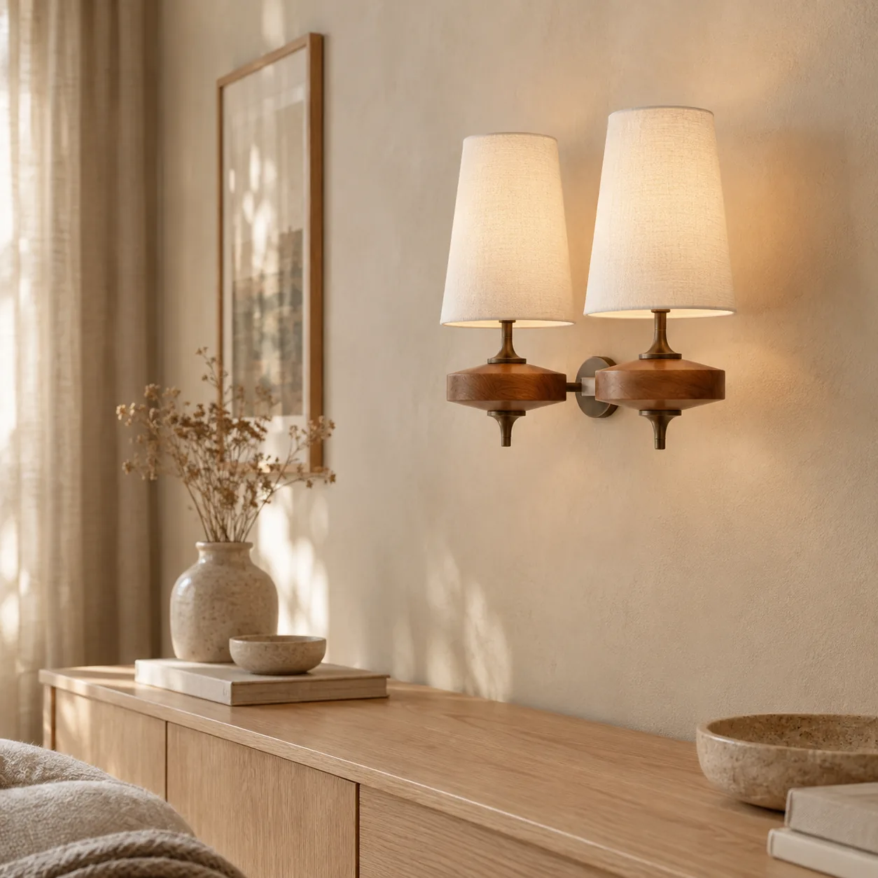 Tviljo Nordic Wandlamp van Dubbele Stof Warm Licht