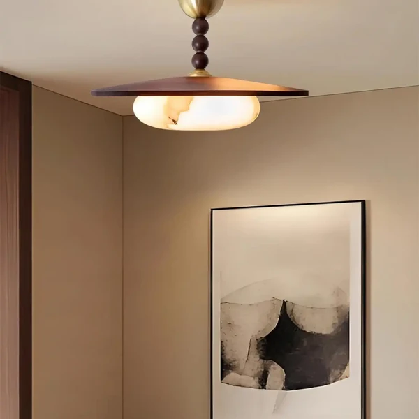 Kveldur Middeleeuwse Hout IJzer Glas Plafondlamp