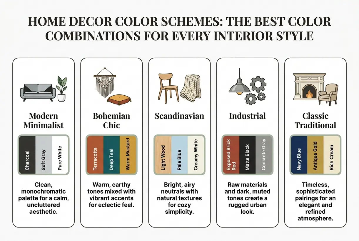 Home Decor Color Schemes: The Best Color Combinations for Every Interior Style - infographic