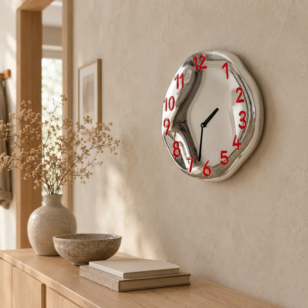 Glansa Chromen Keramische Wandklok Stil Kwarts