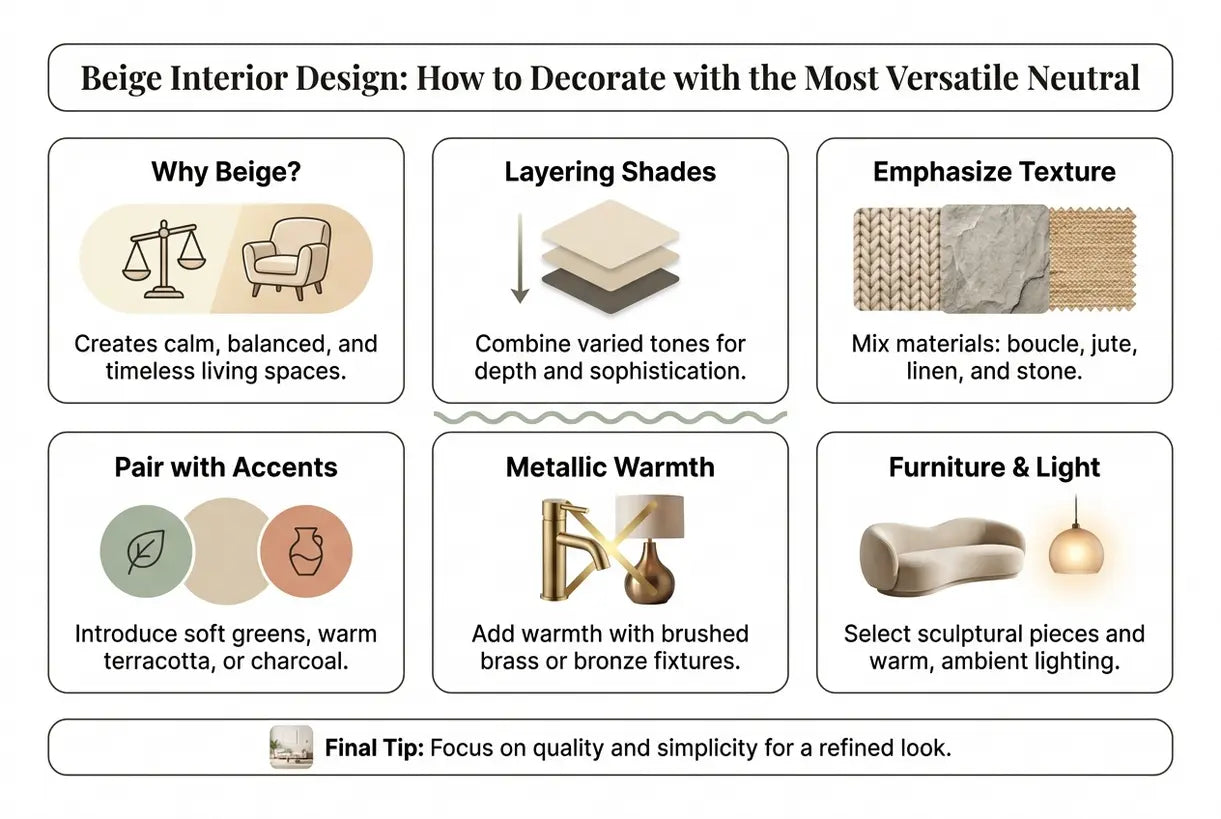 Beige Interior Design: How to Decorate with the Most Versatile Neutral - infographic