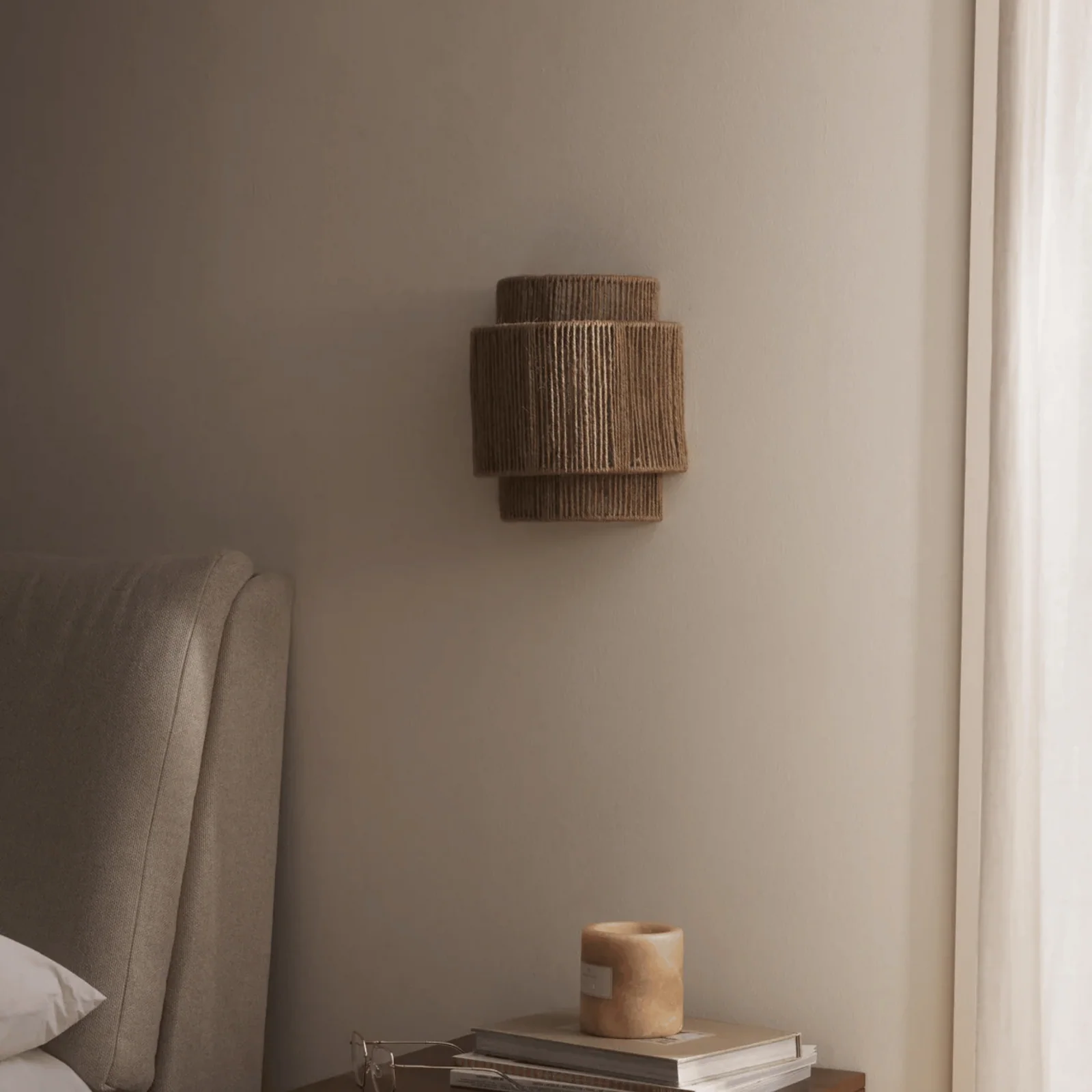 Boho Woven Rope Wall Sconce with Gold Finish Decor, Light Fixtures, Fletta