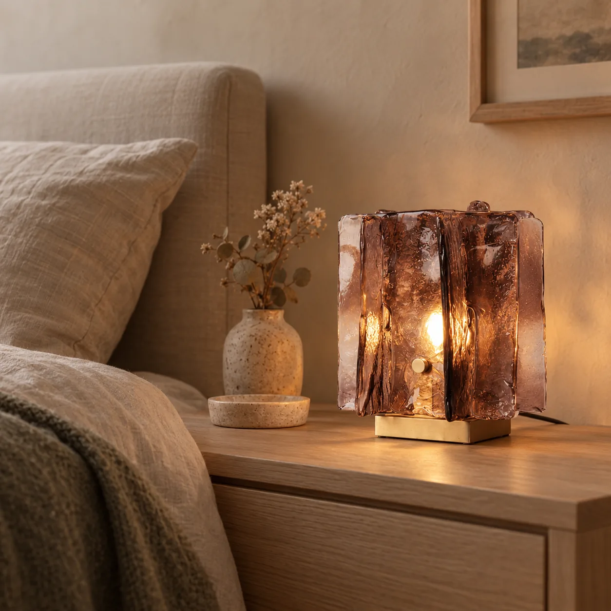 Glora Kristal Koperen Tafellamp Art Deco Stijl