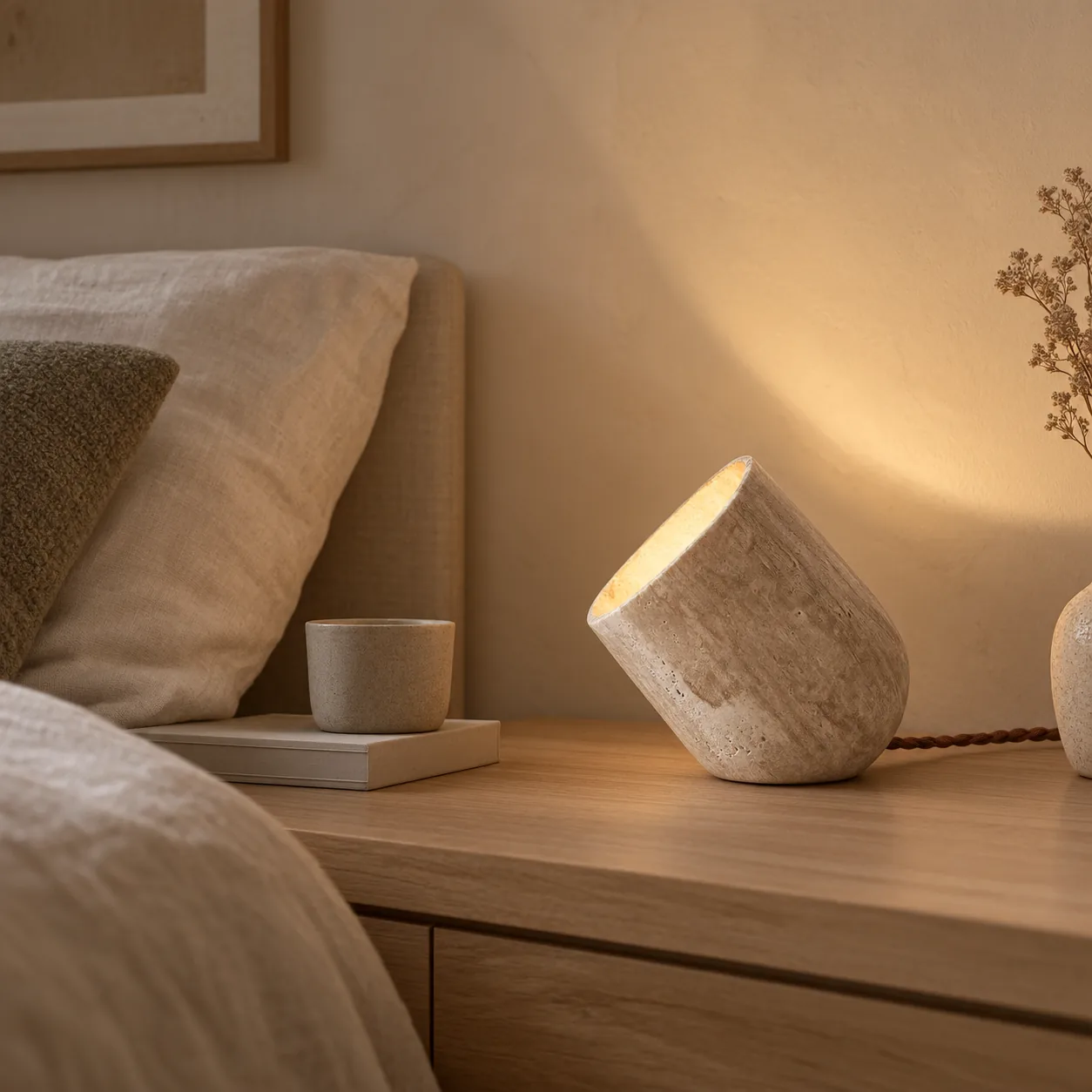 Stenvarm Travertin Natuursteen Accentlamp