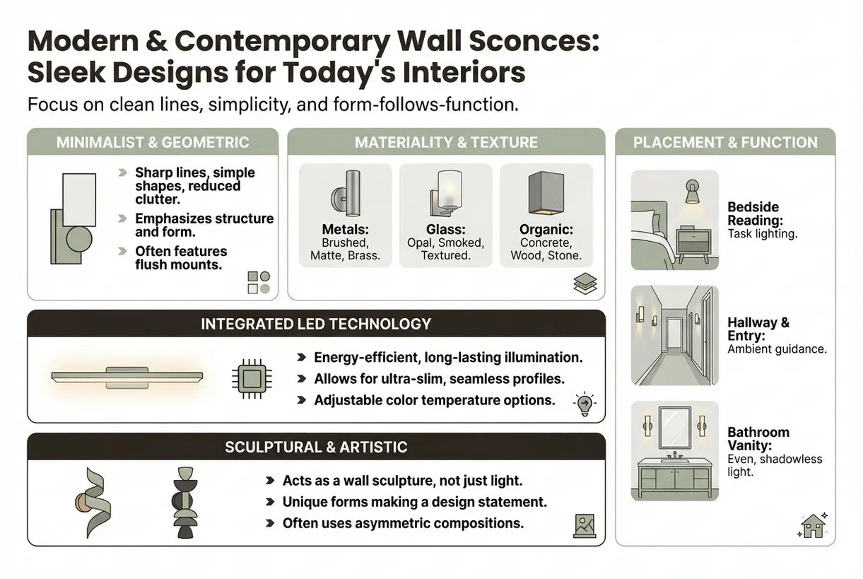 Modern & Contemporary Wall Sconces: Sleek Designs for Today's Interiors - infographic