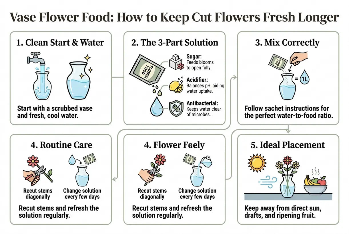 Vase Flower Food: How to Keep Cut Flowers Fresh Longer - infographic
