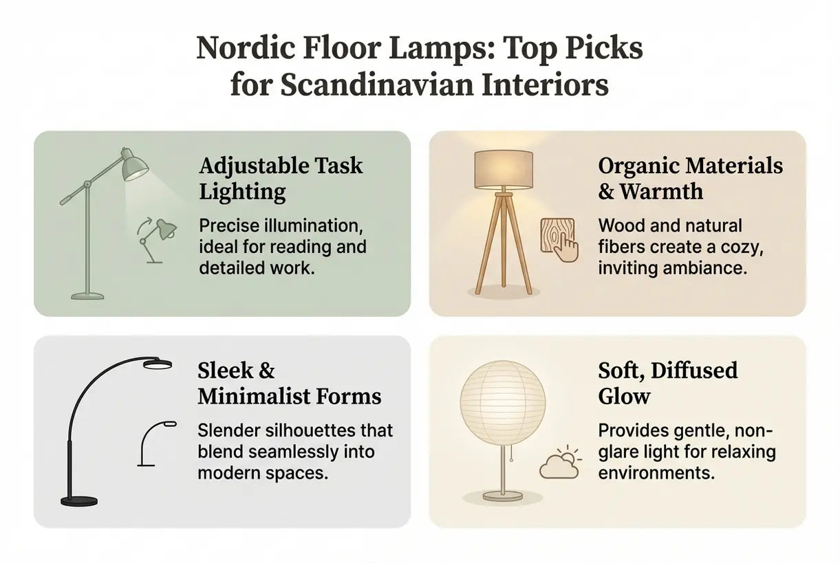 Nordische Vloerlampen: Topkeuzes voor Scandinavische Interieurs - infographic