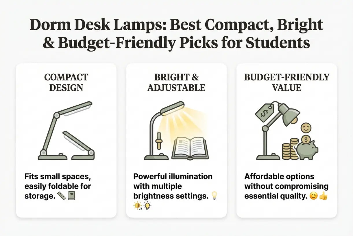 Studentenkamer bureaulampen: Beste compacte, heldere en budgetvriendelijke keuzes voor studenten - infographic