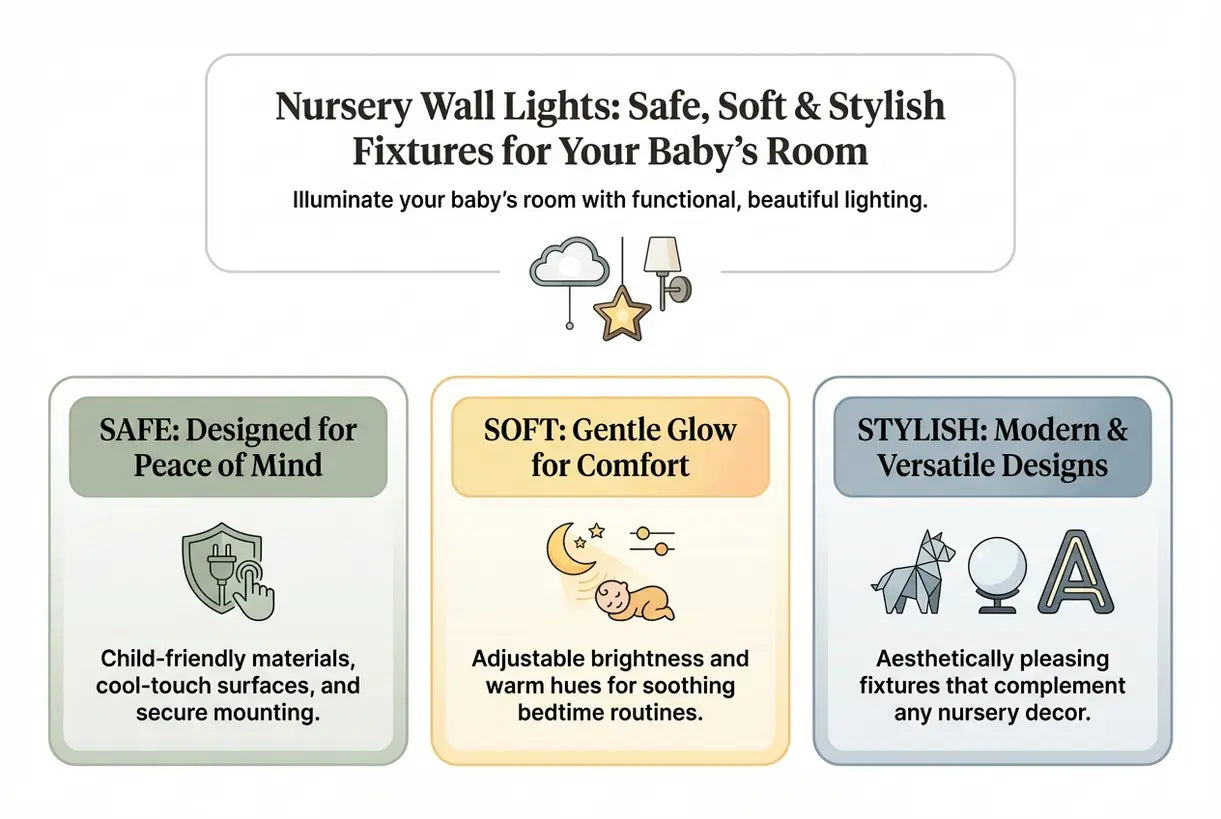 Wandlampen voor de kinderkamer: Veilige, Zachte & Stijlvolle Armaturen voor de Babykamer - infographic