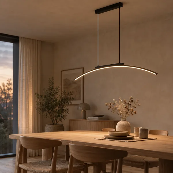 Lysbu gebogen boog LED-kroonluchter in Nordic Black