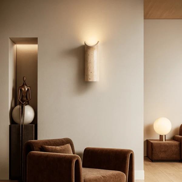 Stenvei Travertin Natuursteen LED Wandlamp