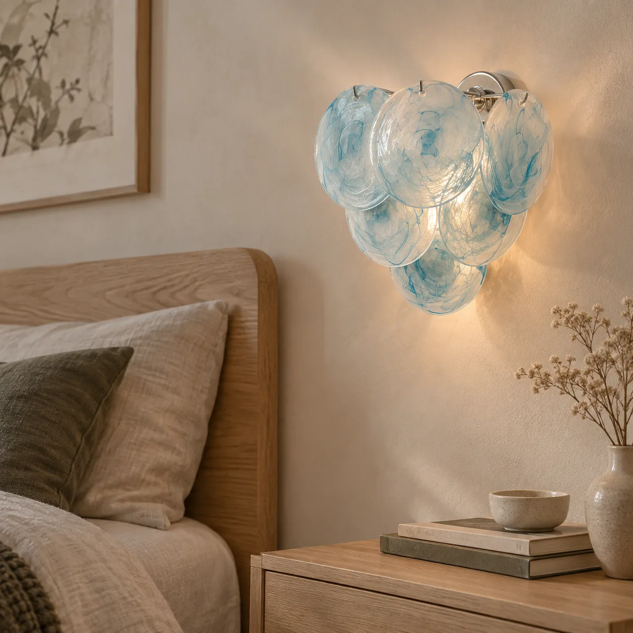 Gløva Vintage Glas-in-lood Wandlamp in Chroom