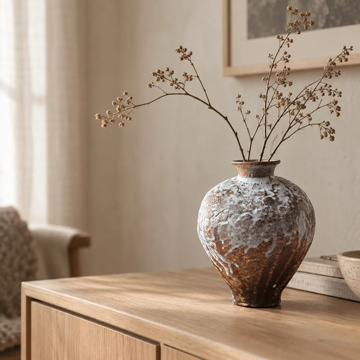 Stille kleine Jingdezhen keramische wabi-sabi vaas