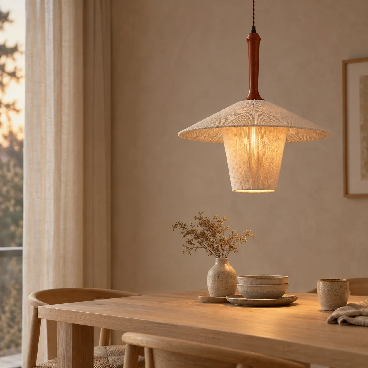 Fletta geweven bamboe hanglamp in Scandinavische stijl