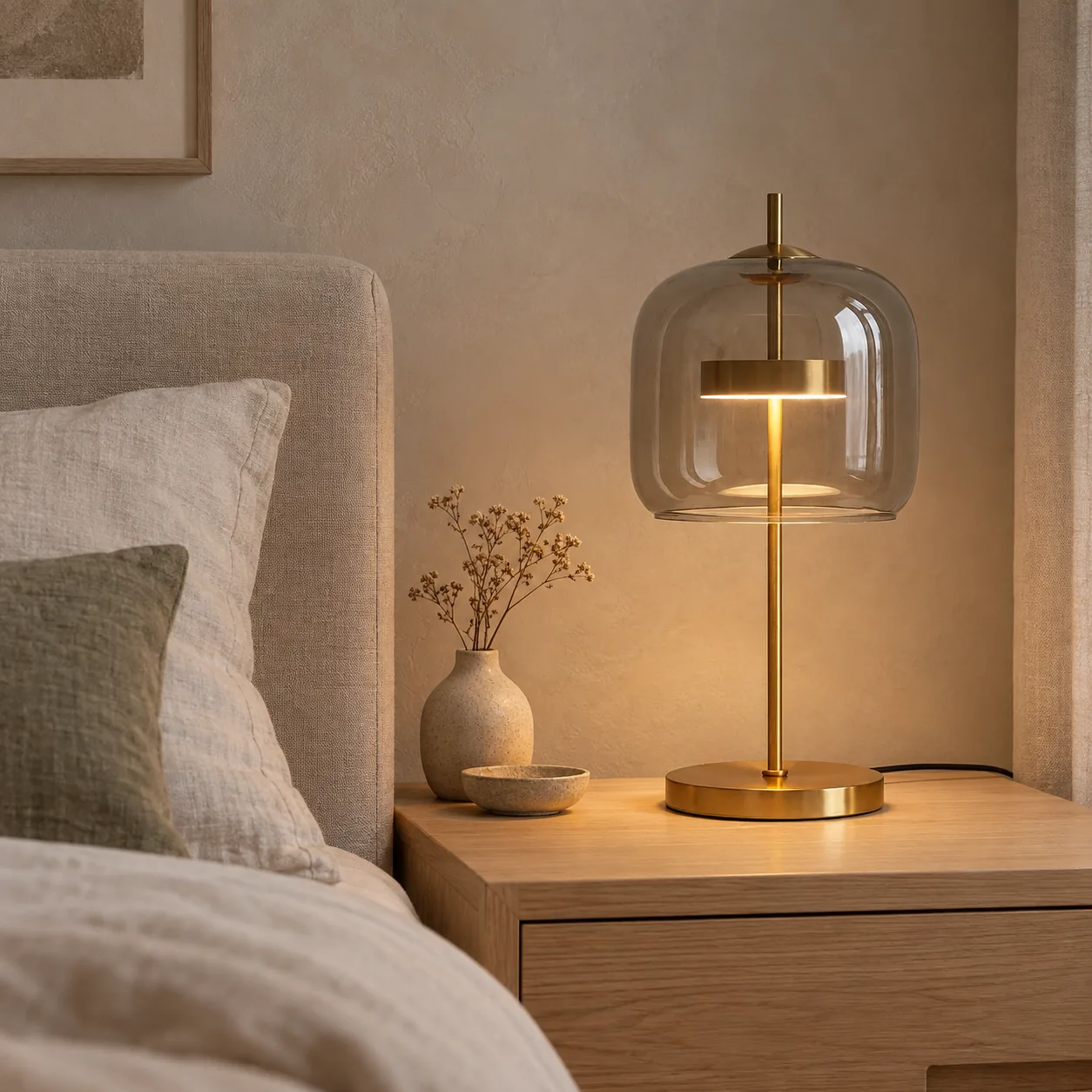 Glora Tiffany Tafellamp met Gouden Voet