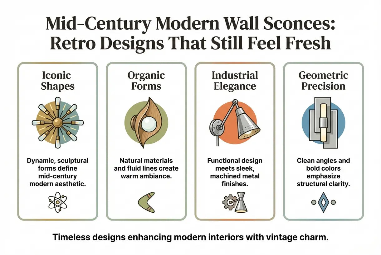 Mid-Century Moderne Wandlampen: Retro ontwerpen die nog steeds fris aanvoelen - infographic