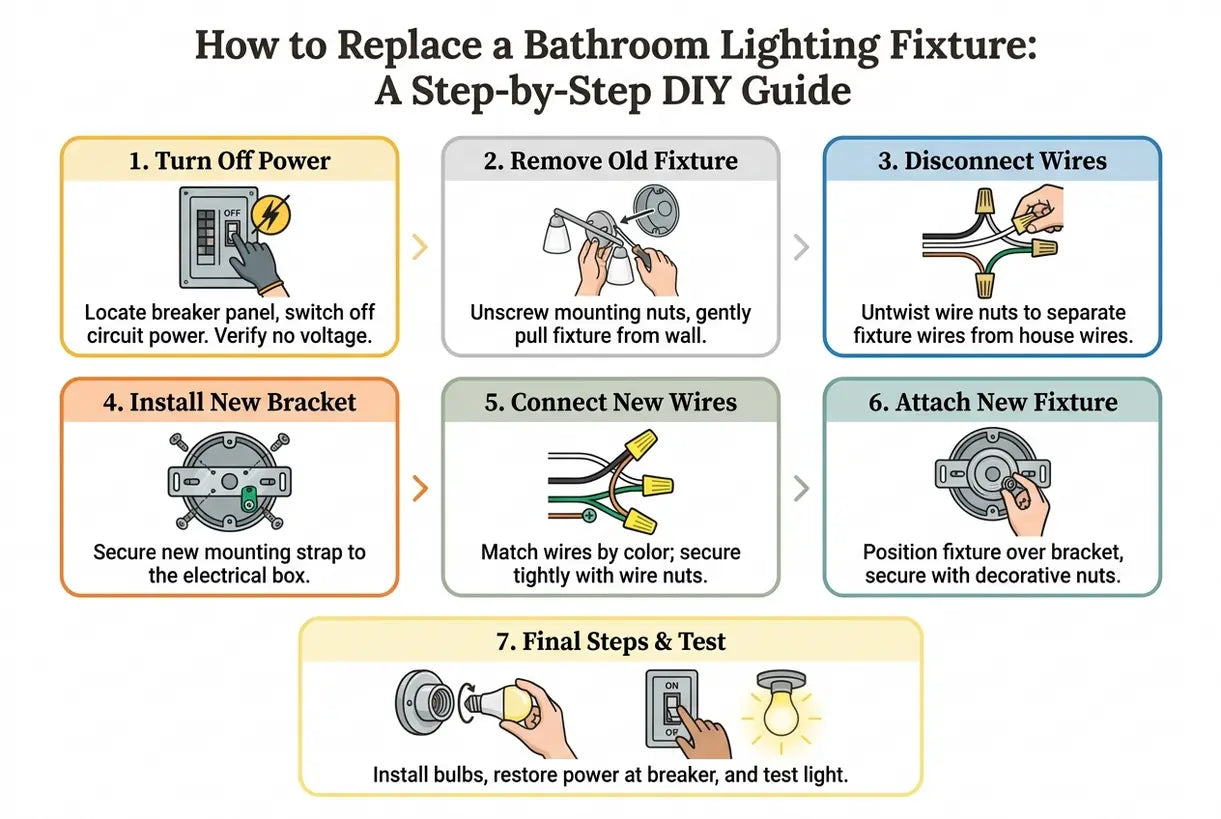 How to Replace a Bathroom Lighting Fixture: A Step-by-Step DIY Guide - infographic