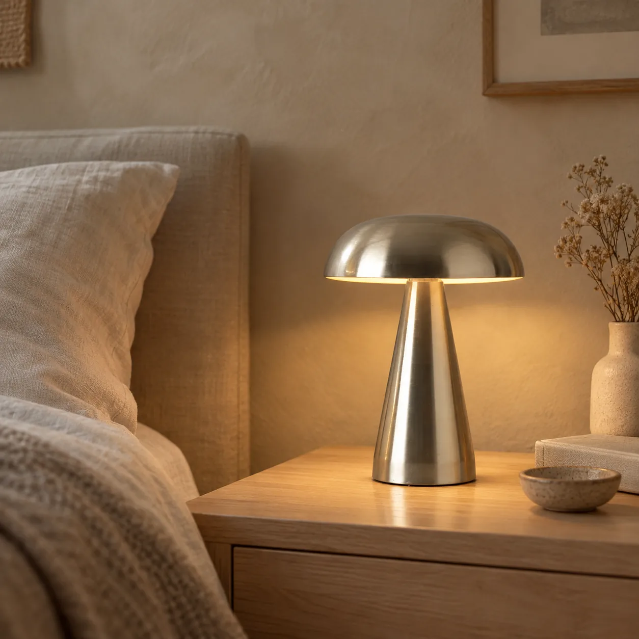 Solglo Oplaadbare Retro Paddestoel Tafellamp