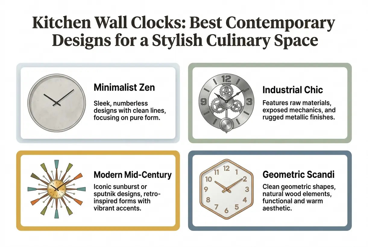 Kitchen Wall Clocks: Best Contemporary Designs for a Stylish Culinary Space - infographic