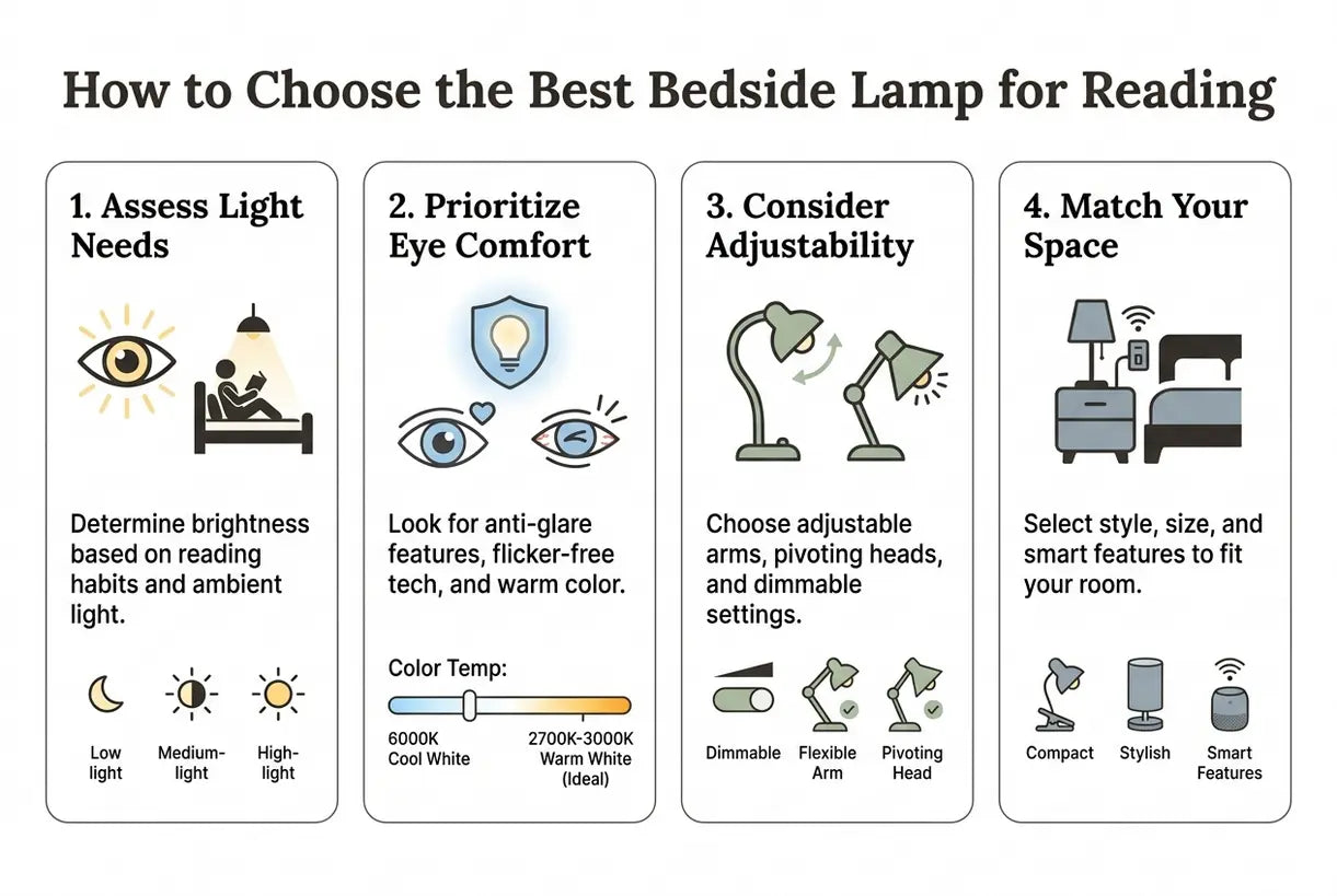 How to Choose the Best Bedside Lamp for Reading - infographic
