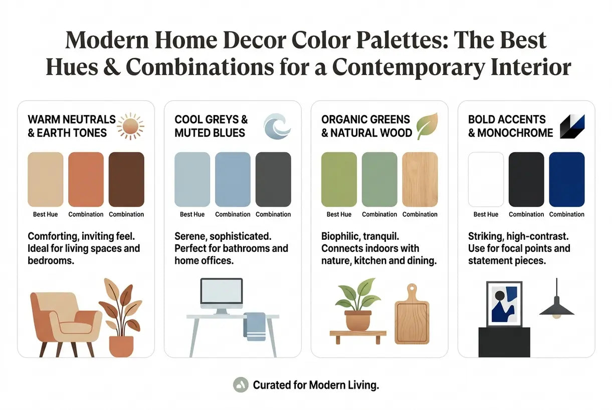 Modern Home Decor Color Palettes: The Best Hues & Combinations for a Contemporary Interior - infographic