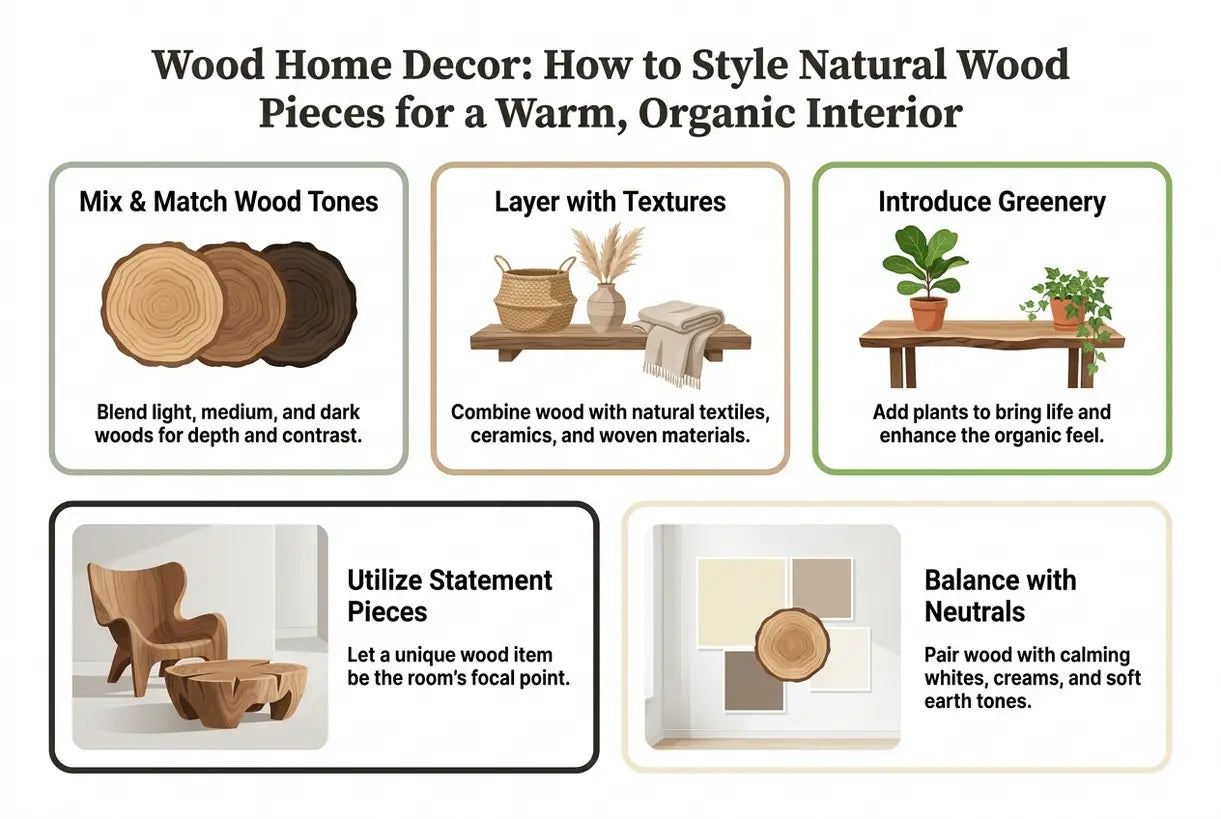 Wood Home Decor: How to Style Natural Wood Pieces for a Warm, Organic Interior - infographic