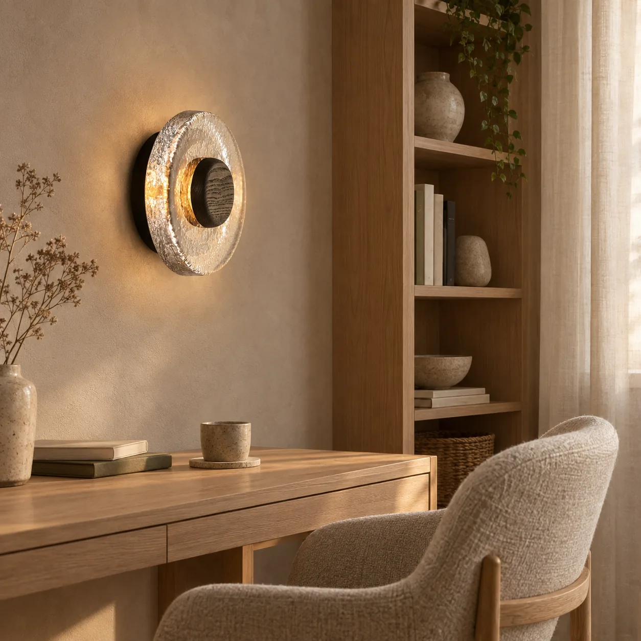 Vedra Houten Glazen Wandlamp Scandinavische Stijl