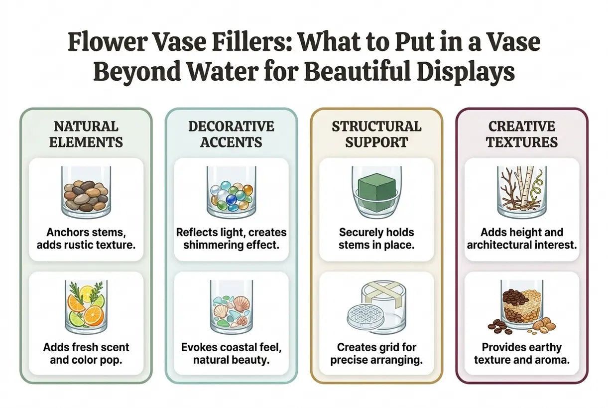 Blumenvasenfüller: Was man außer Wasser in eine Vase geben kann für schöne Arrangements – Infografik
