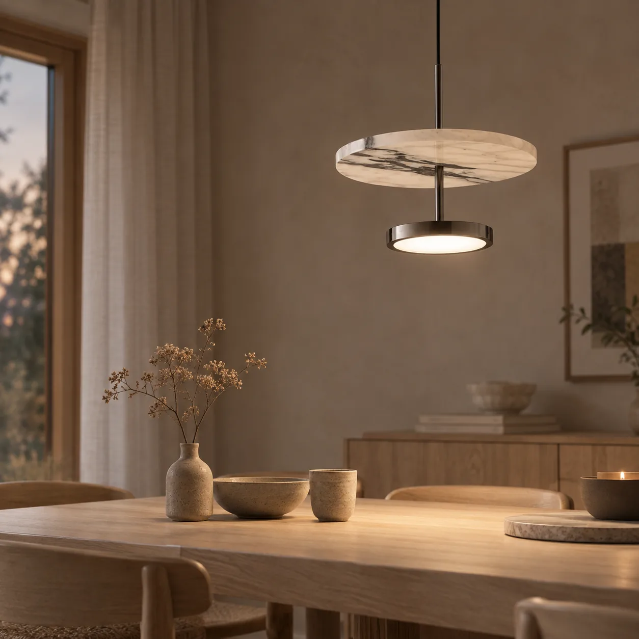 Fjella Zwarte Ronde Natuurstenen Hanglamp