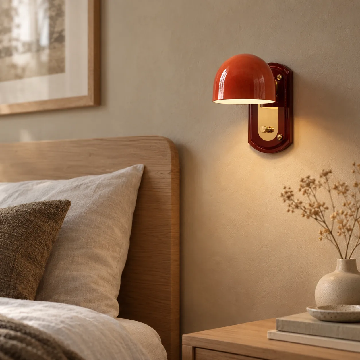 Gloda Scandinavische Oranje Gebrandschilderd Glas Wandlamp