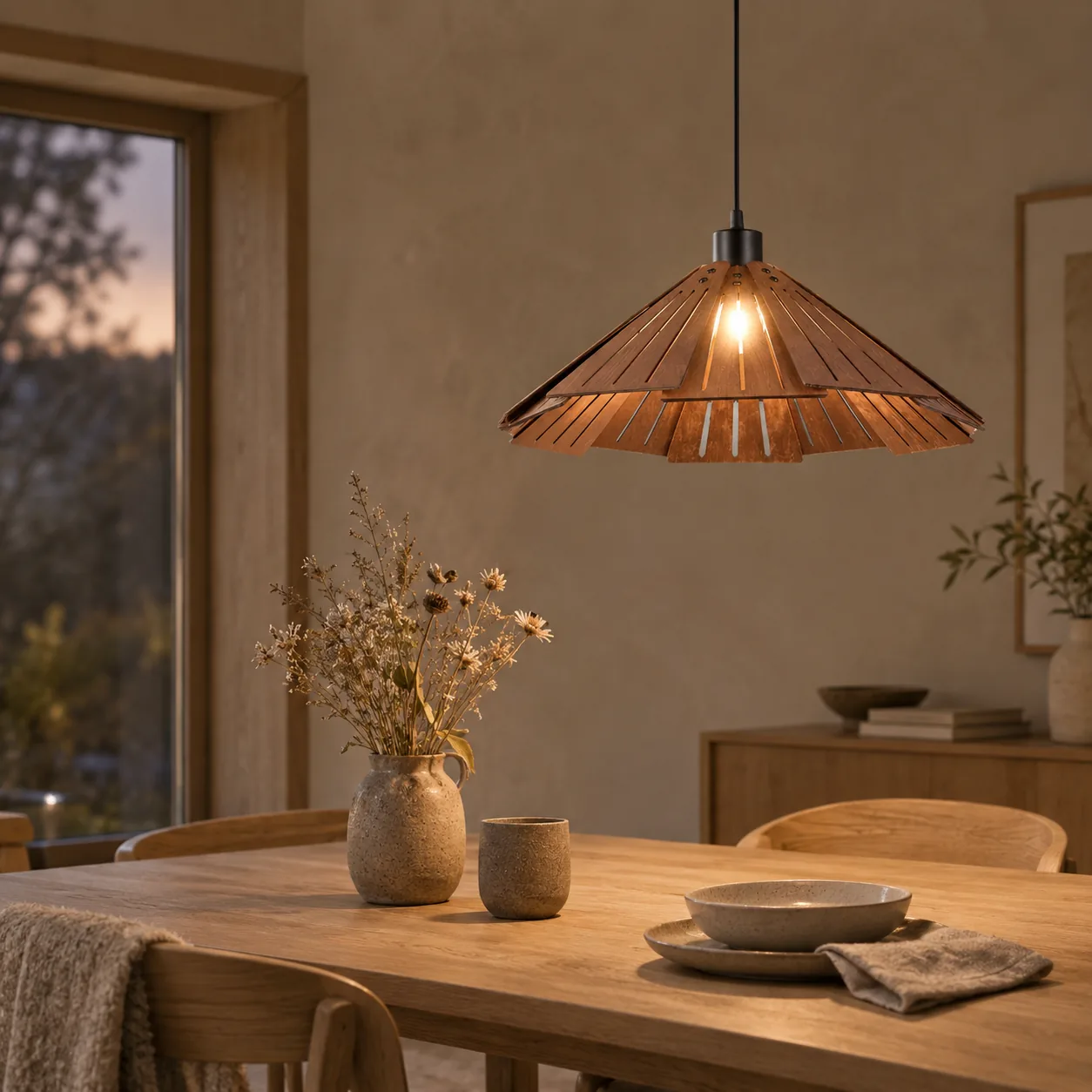 Vedra Natuurlijk Notenhout Scandinavische Hanglamp