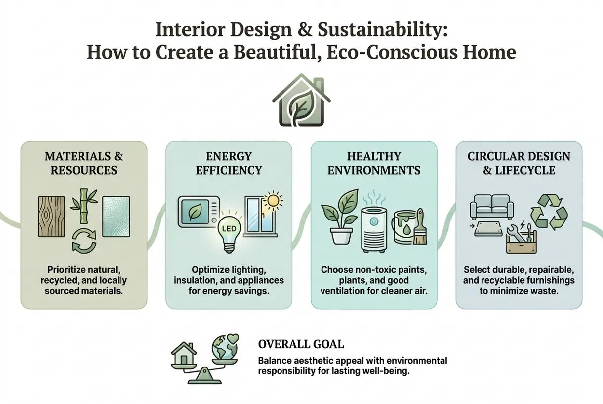 Interior Design & Sustainability: How to Create a Beautiful, Eco-Conscious Home - infographic