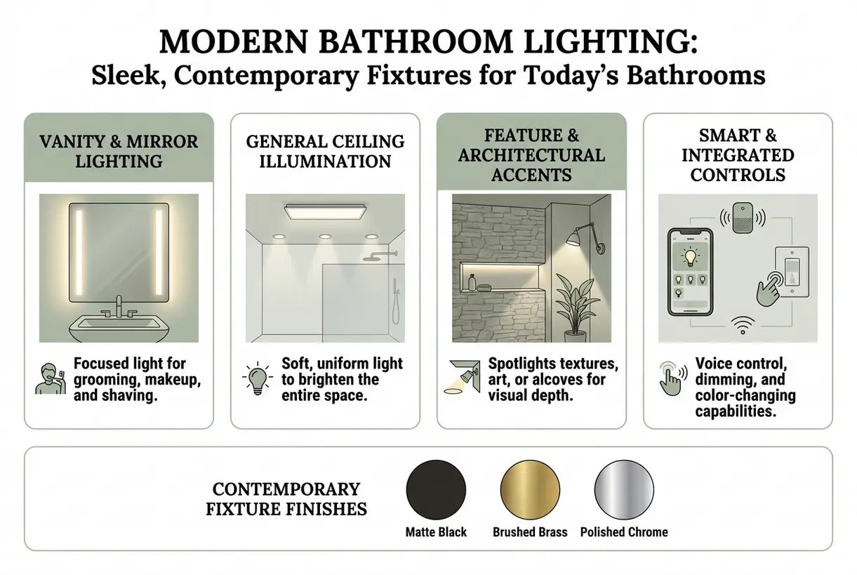 Modern Bathroom Lighting: Sleek, Contemporary Fixtures for Today's Bathrooms - infographic