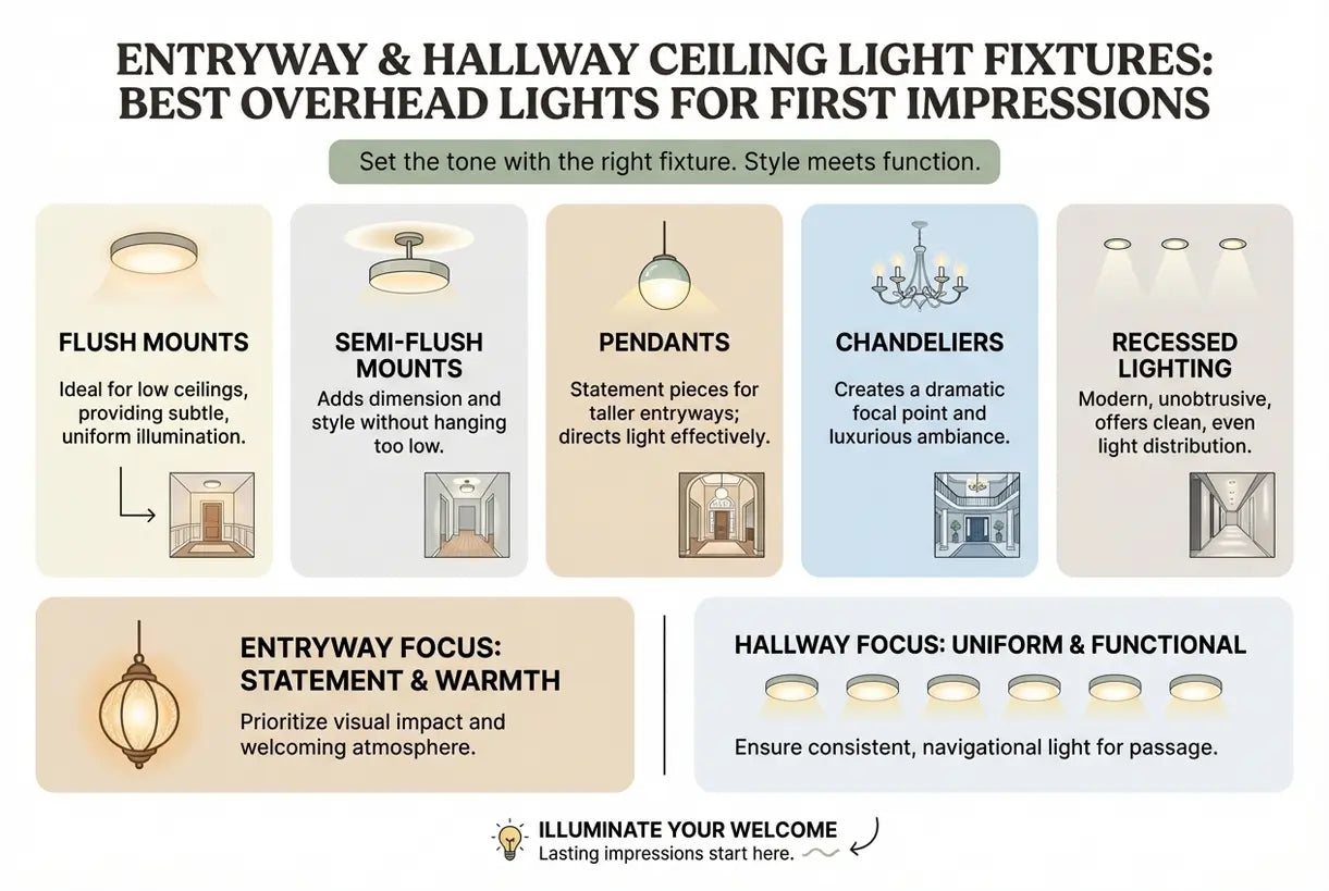 Plafondlampen voor hal en gang: de beste plafondverlichting voor een goede eerste indruk - infographic