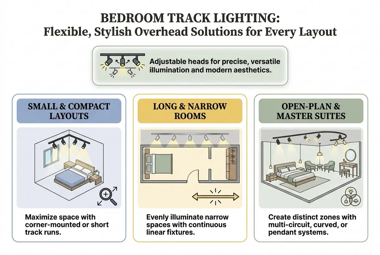 Bedroom Track Lighting: Flexible, Stylish Overhead Solutions for Every Layout - infographic