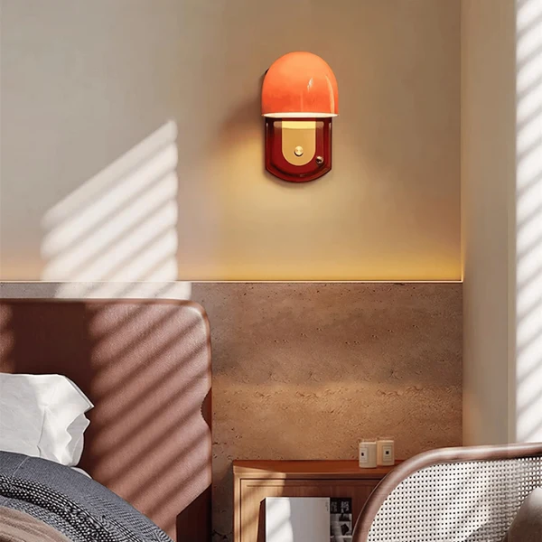 Gloda Scandinavische Oranje Gebrandschilderd Glas Wandlamp