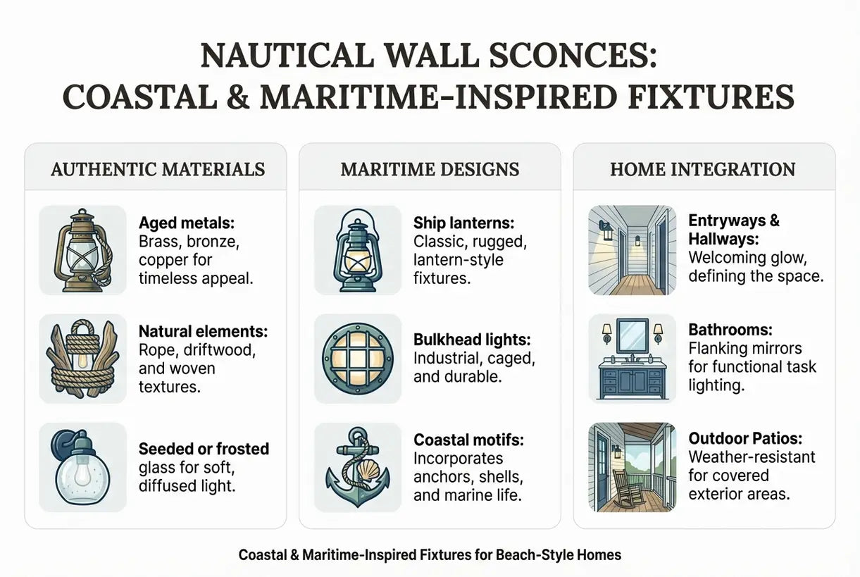 Nautische Wandlampen: Kust- & Maritiem-Geïnspireerde Armaturen voor Huizen in Strandstijl - infographic