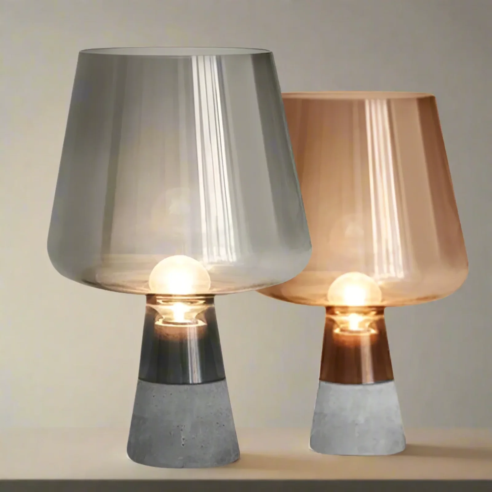 Grunda Cement Glass Lamp — Industrial Nordic Style, Table Lamps,