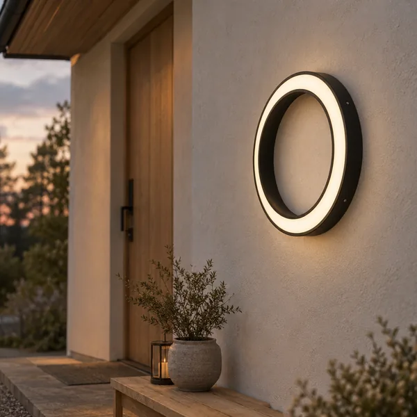 Halvmane Ronde LED RVS Buitenwandlamp