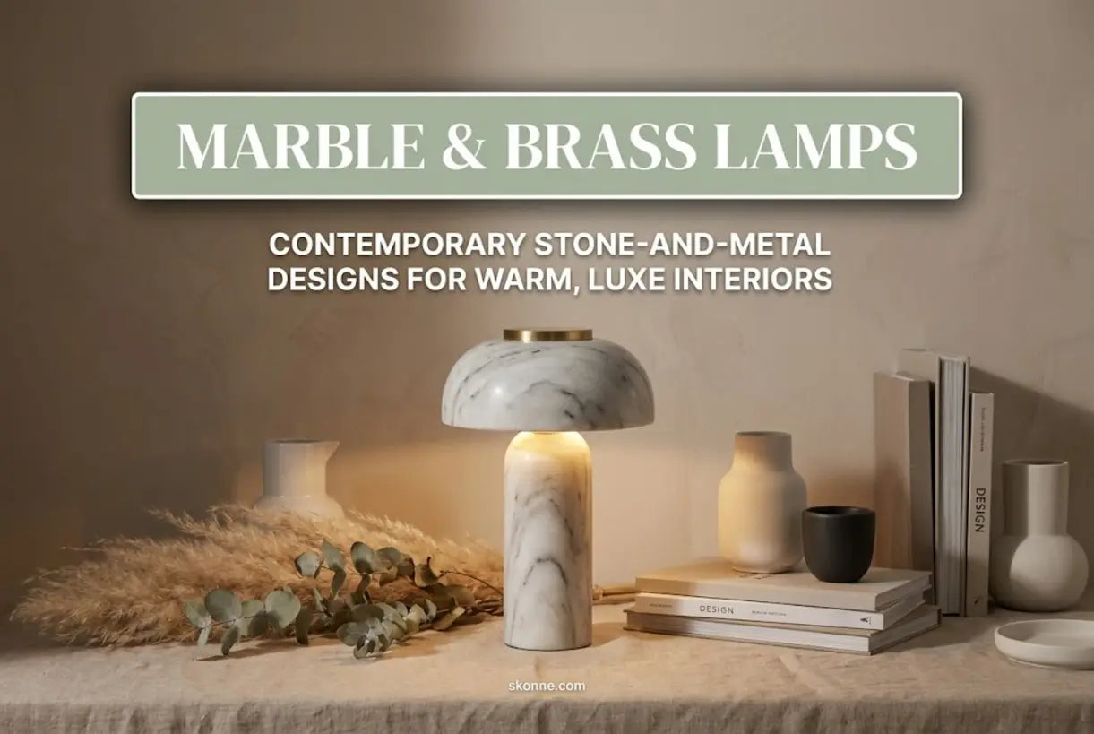 Marmeren en messing lampen: Eigentijdse steen- en metalen ontwerpen voor warme, luxueuze interieurs