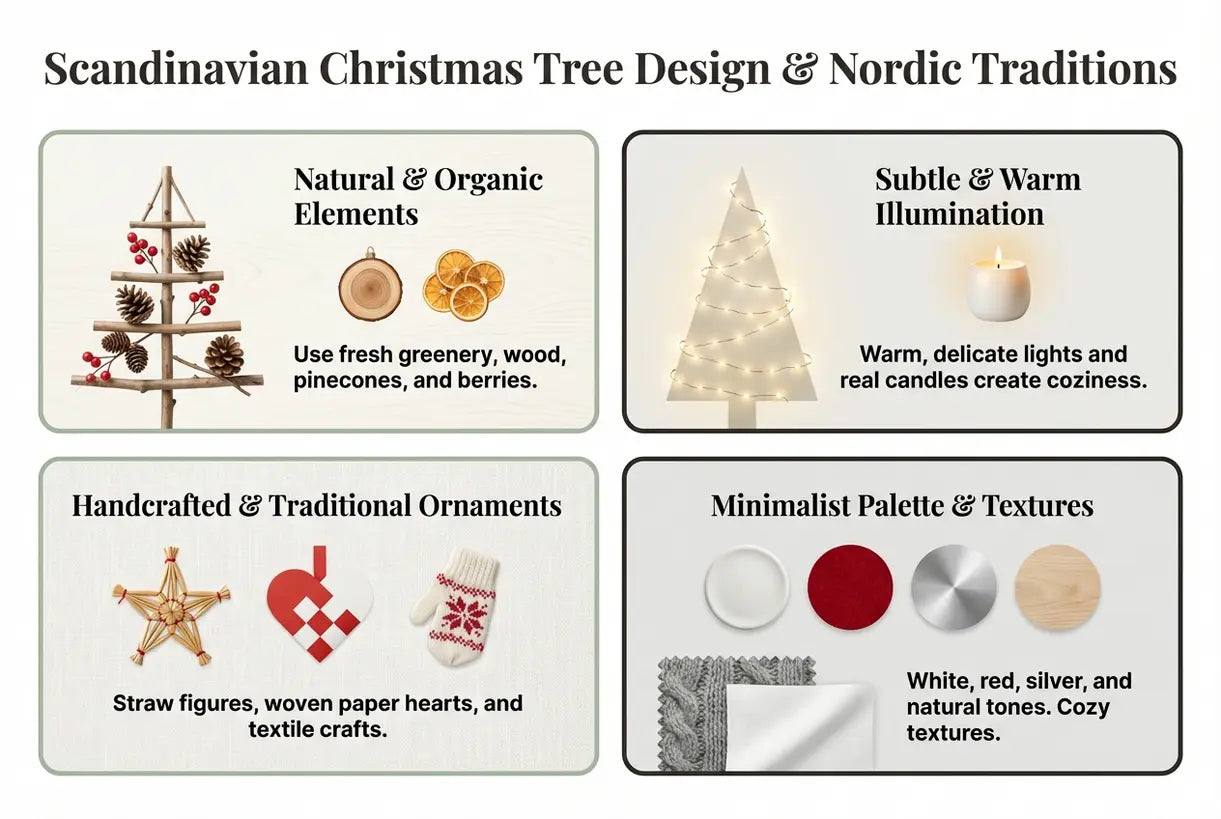 Scandinavisch kerstboomontwerp: Noordse feestdecoratie & tradities - infographic