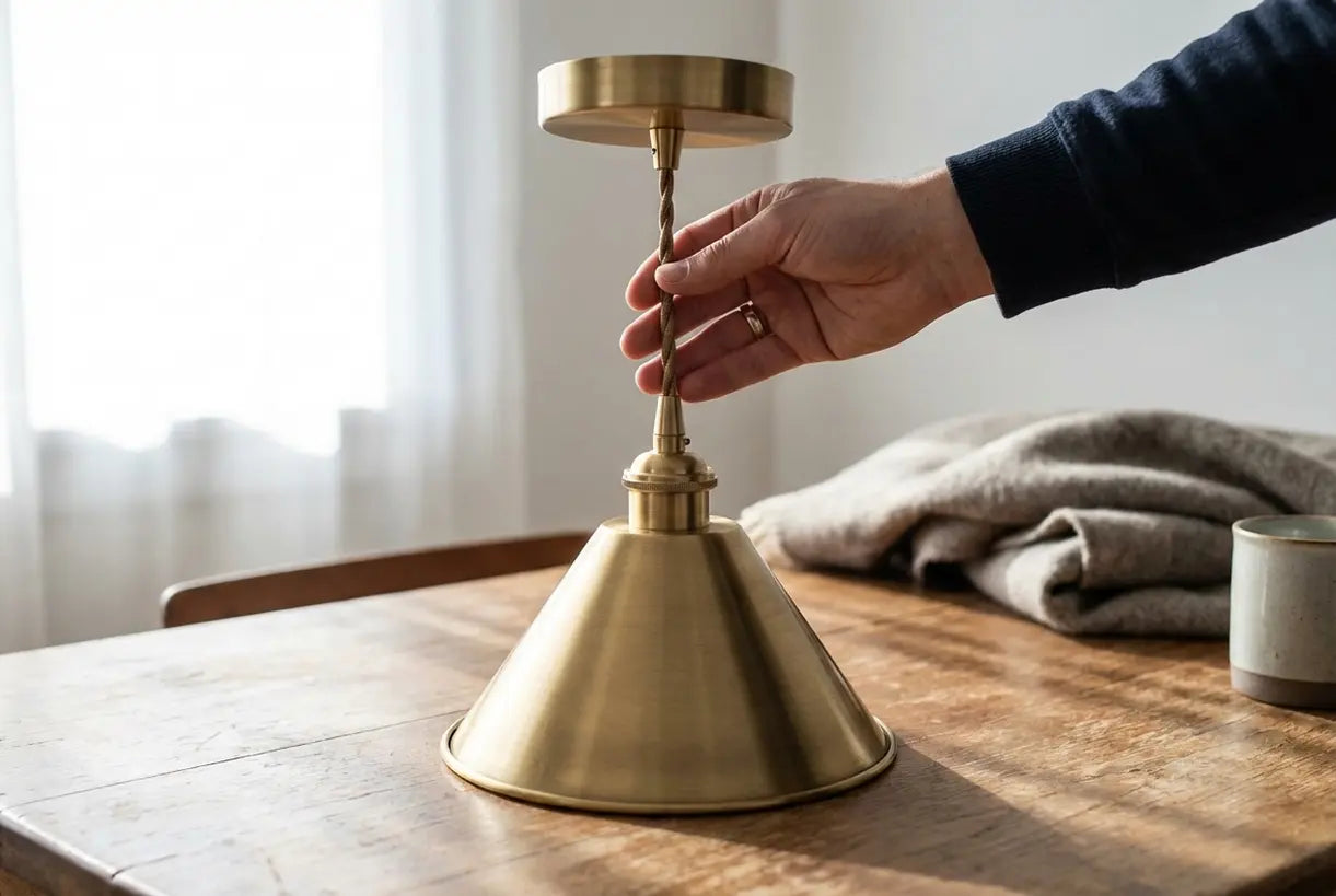 De hoogte van de hanglamp boven de eettafel aanpassen voor de perfecte plaatsing van de plafondlamp