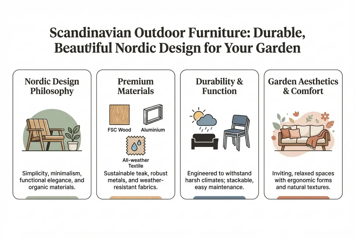 Scandinavian Outdoor Furniture: Durable, Beautiful Nordic Design for Your Garden - infographic