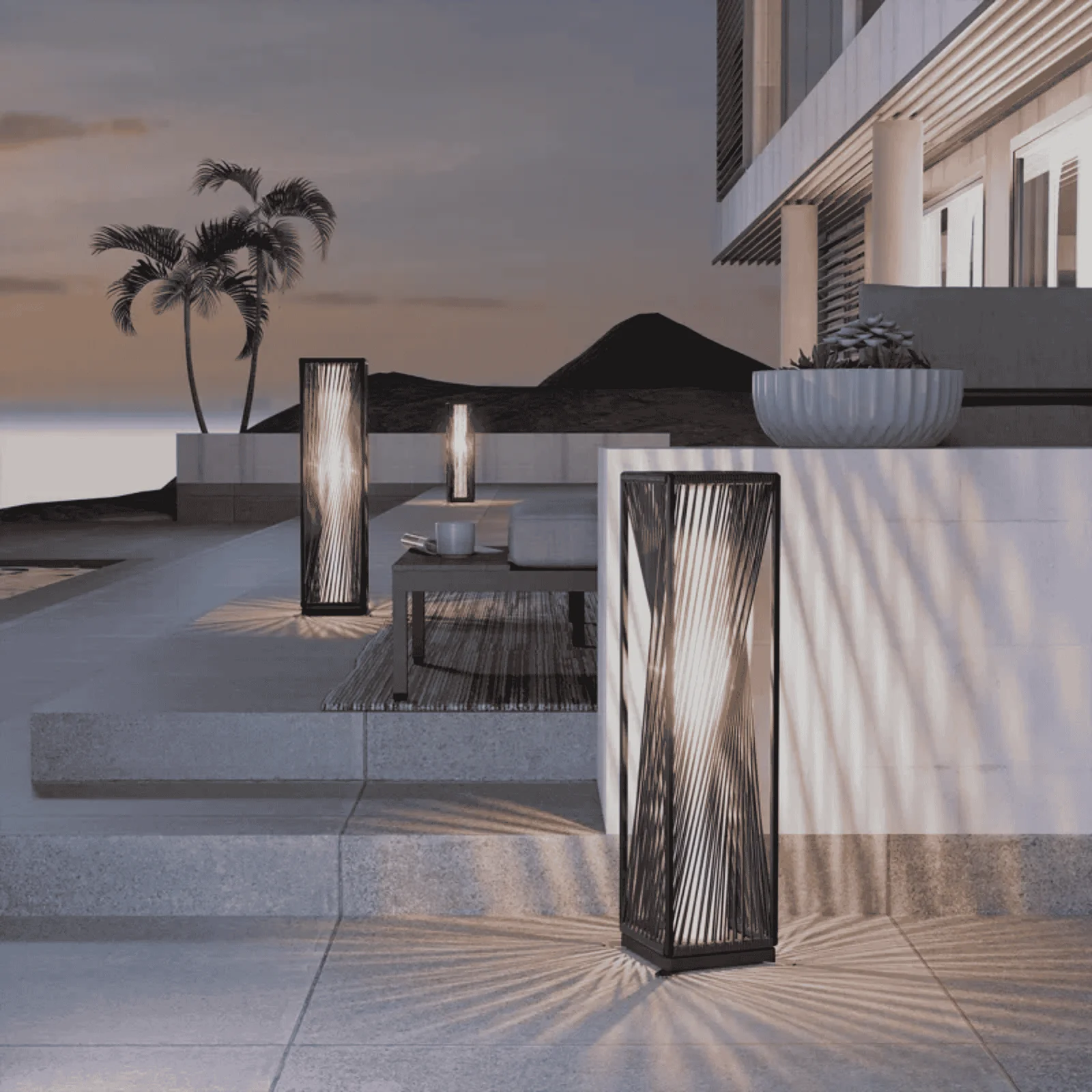 Outdoor Solar Floor Lamp Wicker Brown Weatherproof, Landscape Pathway Lighting, Solvik Dark