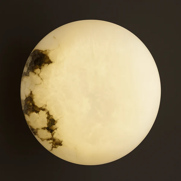 Marveld Natuurlijk Marmeren Wandlamp Koperen Voet