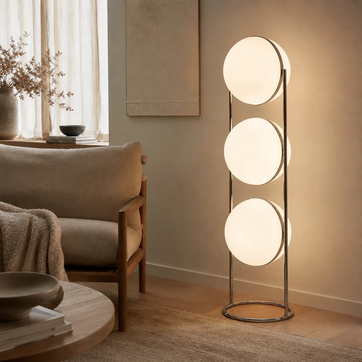 Kulglod Bauhaus Chromen Acryl Bol Vloerlamp