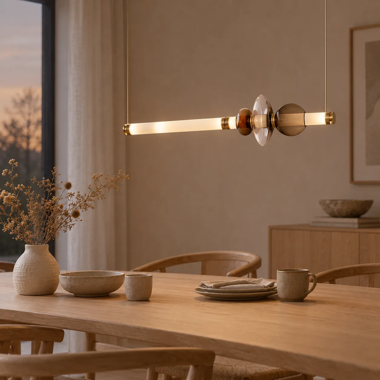 Glodstav glazen balkroonluchter voor eetkamer