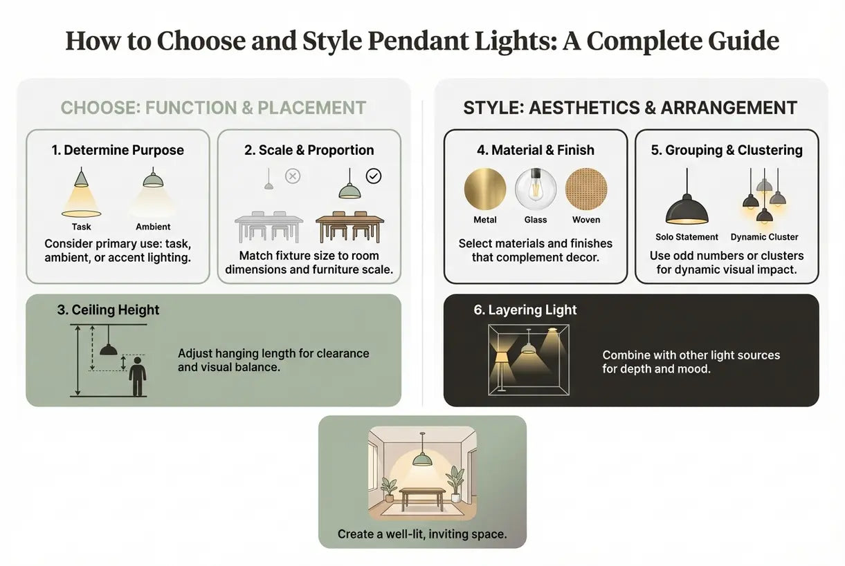 How to Choose and Style Pendant Lights: A Complete Guide - infographic