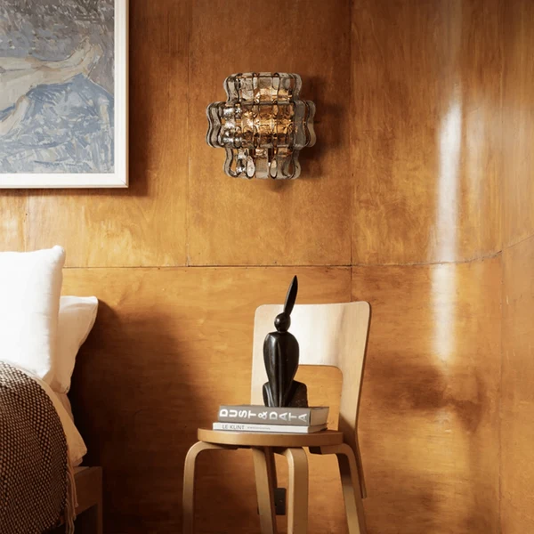 Silvra Murano-stijl grijs glazen wandlamp